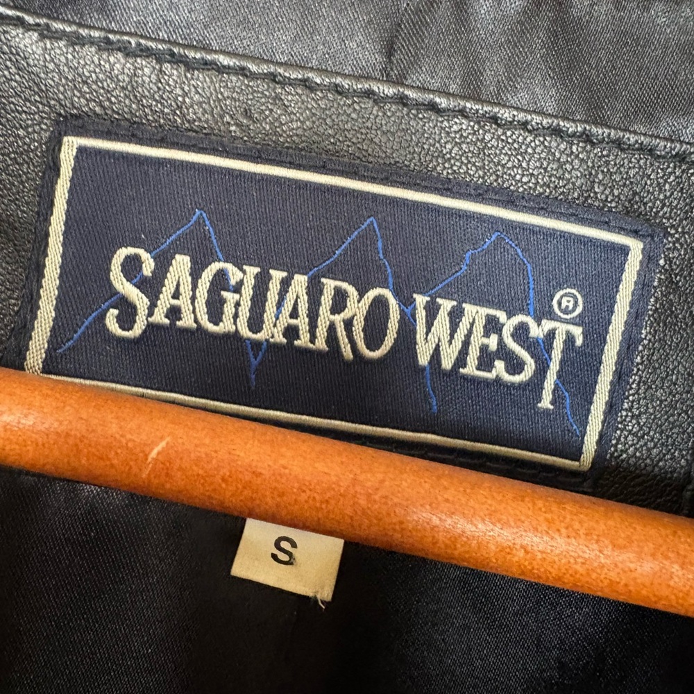 Vintage Saguaro West Black Leather Collared Zip Up Vest for Women Size Small - Picture 13 of 15
